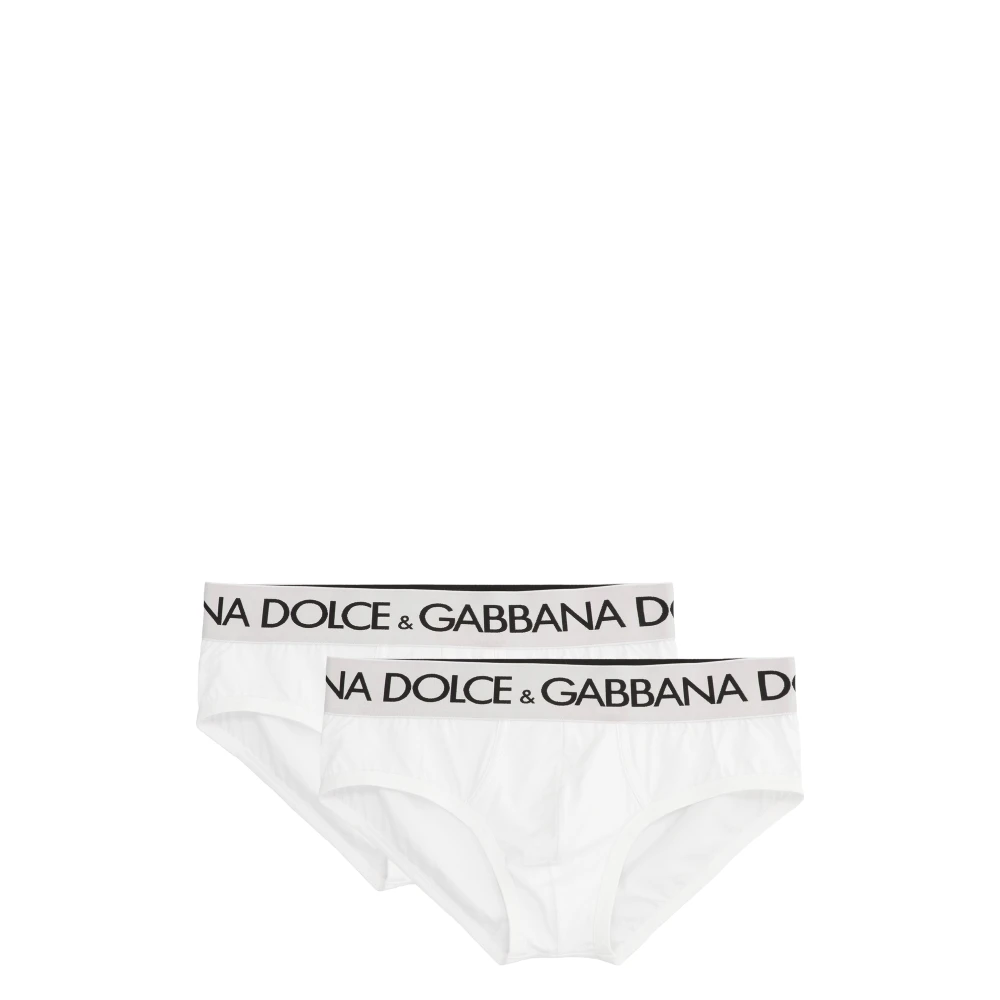 Dolce & Gabbana Mannelijk Wit Ondergoed Heren, L, Katoen, Brando Set Van Twee Katoenen Slips