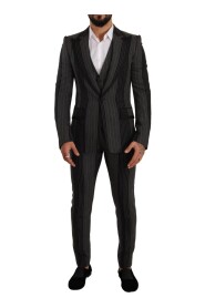 Black Gray Striped Slim Fit 3 Piece Suit