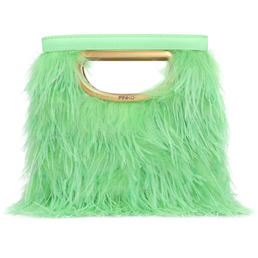 pinko Veren Leren Mini Pochette Green Dames