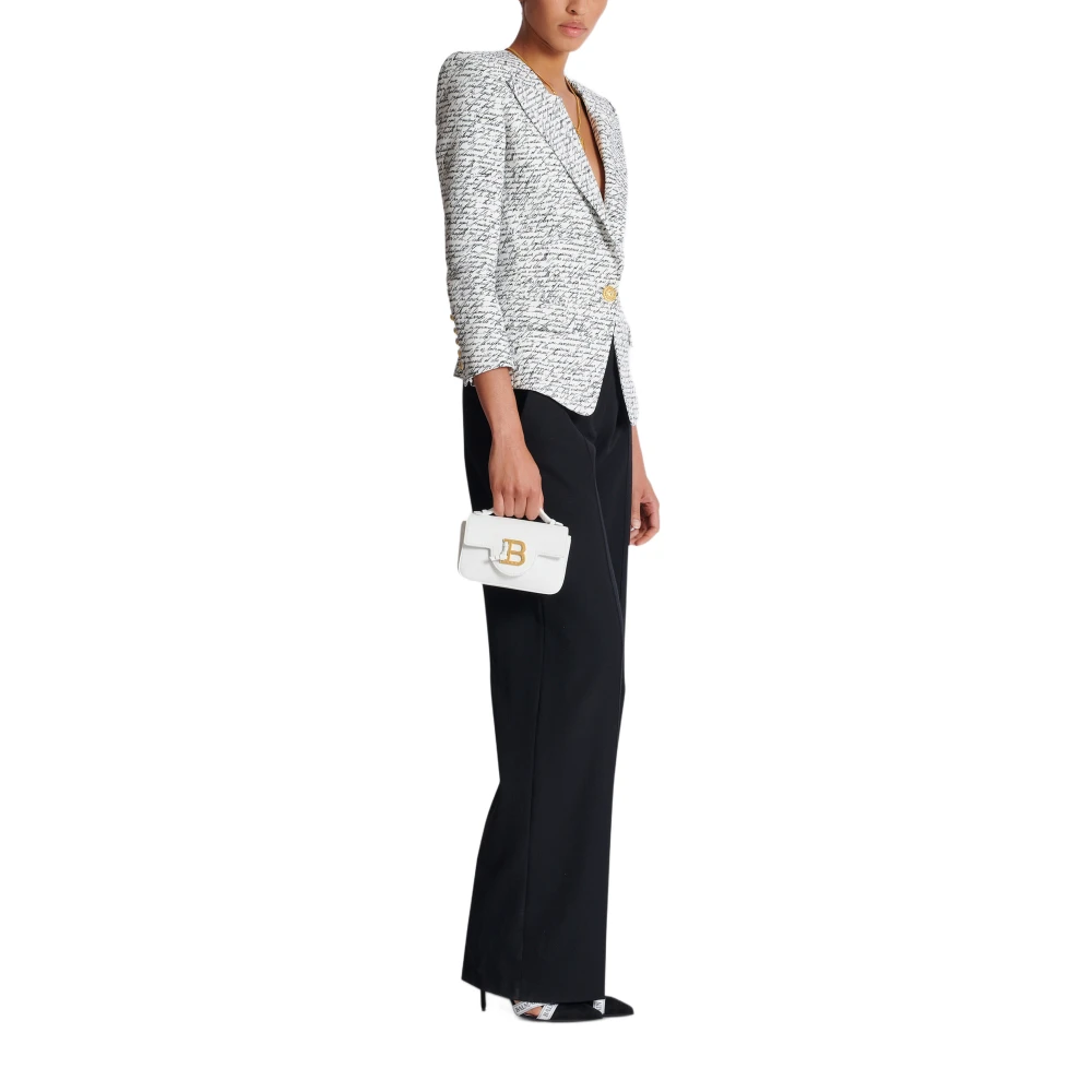 Balmain Gestructureerd kalfsleer B-Buzz 17 Mini tas White Dames