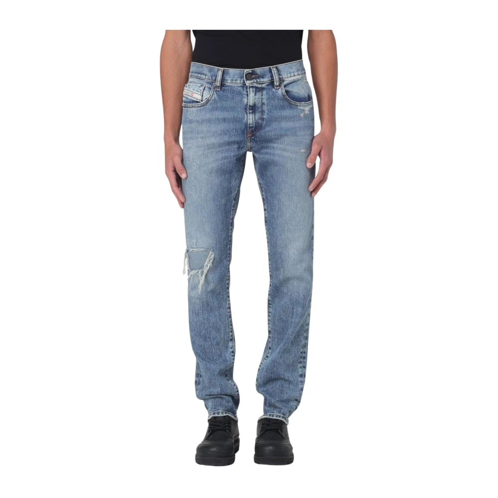 Diesel Men's Blue Straight Jeans,, Vintage Distressed Denim Jeans W34