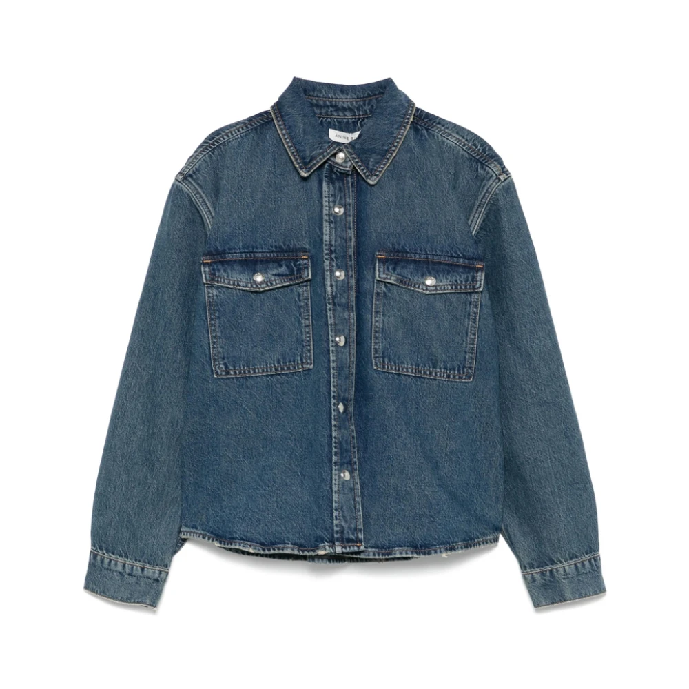 Anine Bing Indigo Blauwe Denim Shirt met Stud Sluitingen Blue Dames