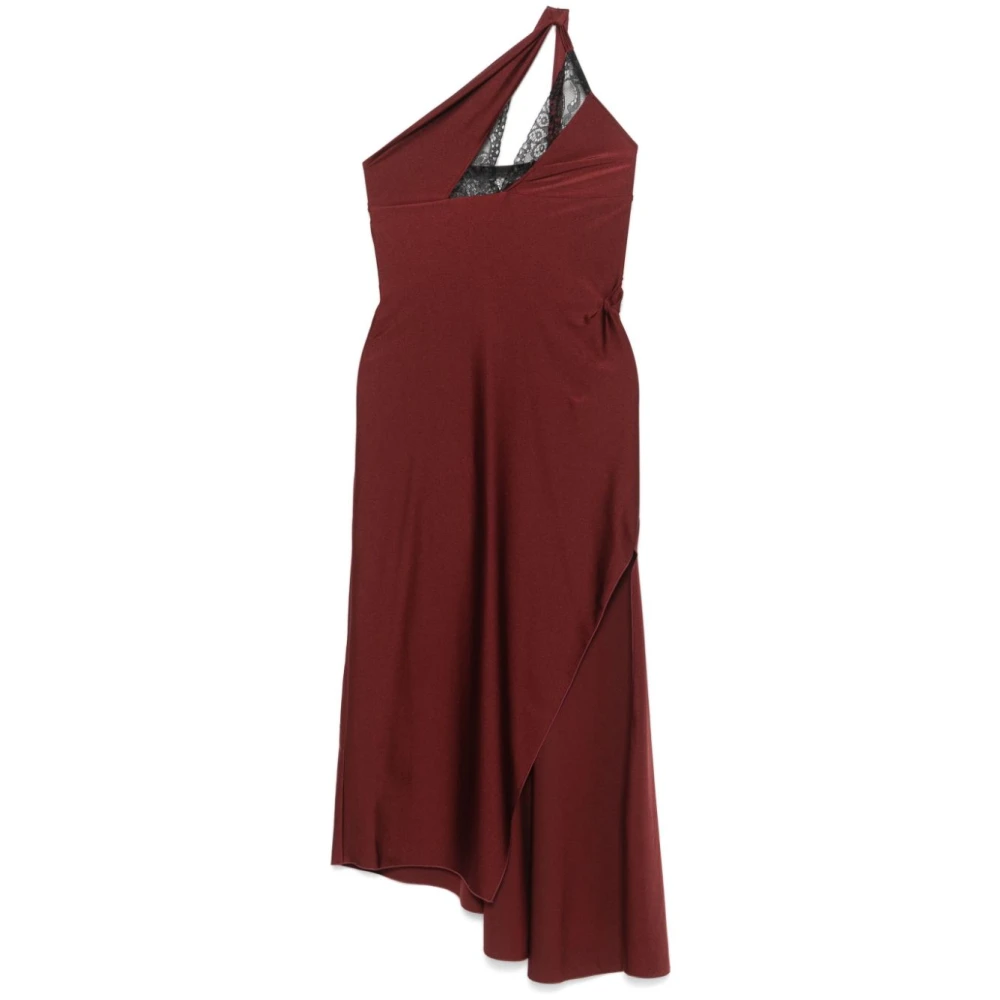 Coperni Bloedrode one-shoulder lange jurk Red Dames