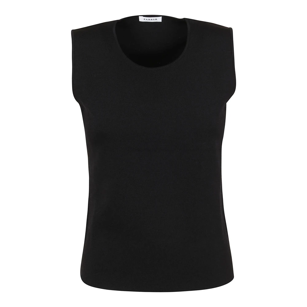 P.a.r.o.s.h. Zwart Gebreide Mouwloze Top Black Dames