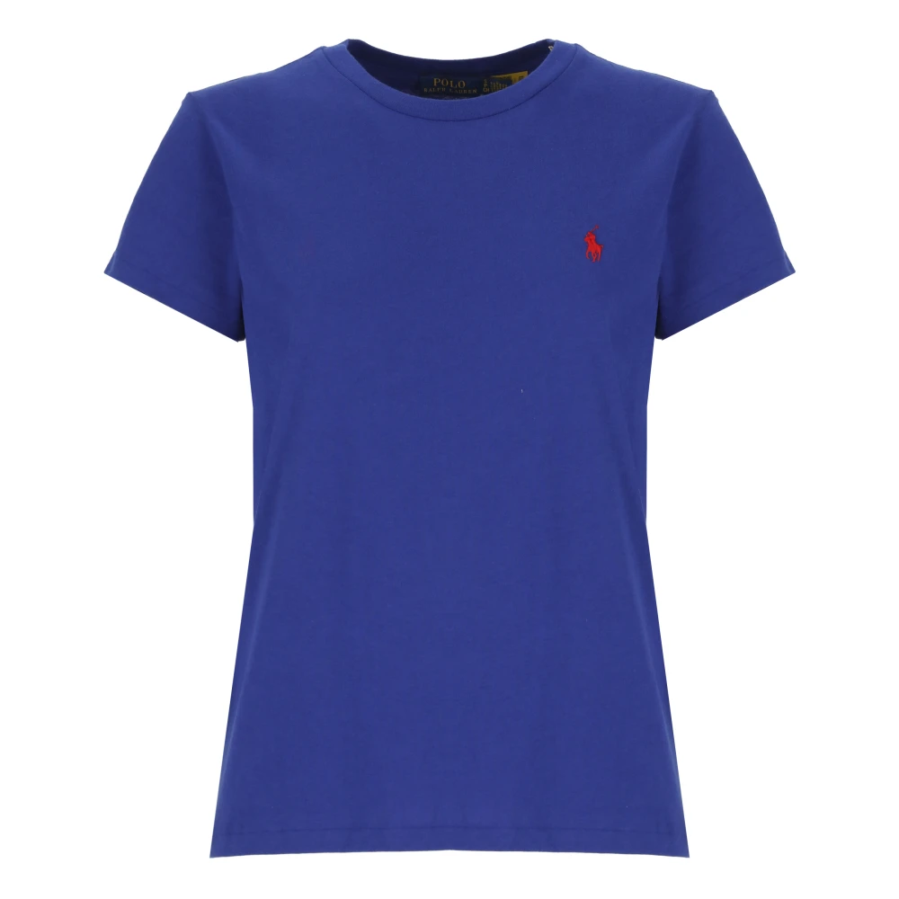 Ralph Lauren Blauw katoenen T-shirt met iconische pony Blue Dames