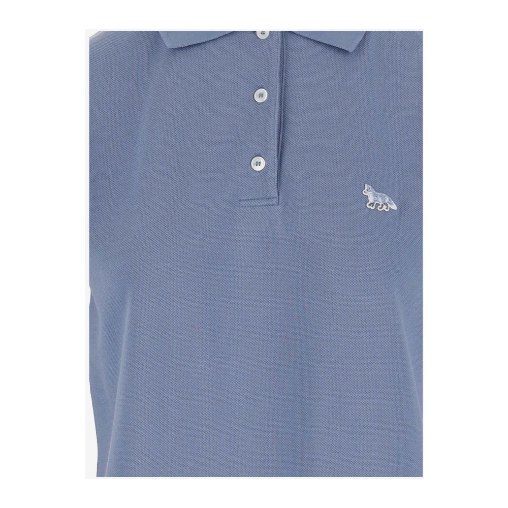 Maison Kitsuné Katoenen Polo Shirt met Logo Detail Blue Dames