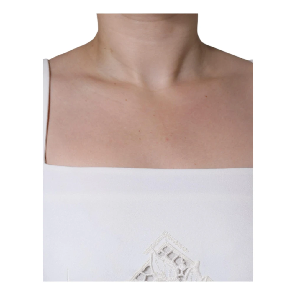 Dolce & Gabbana Witte Kant Sheath Midi Jurk White Dames