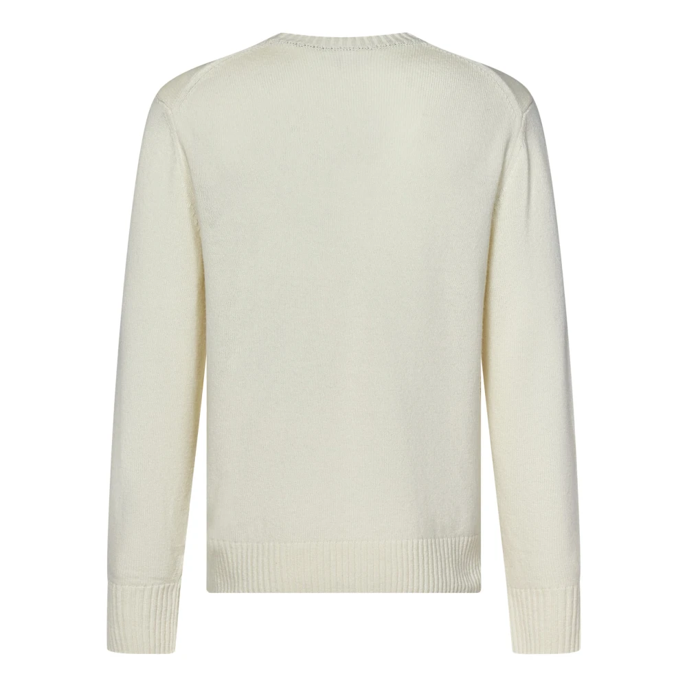Lacoste Witte wollen trui met ronde hals Beige Heren