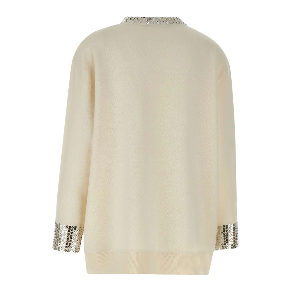 Kaos Pailletdetail Maxi Sweater Boter White Dames