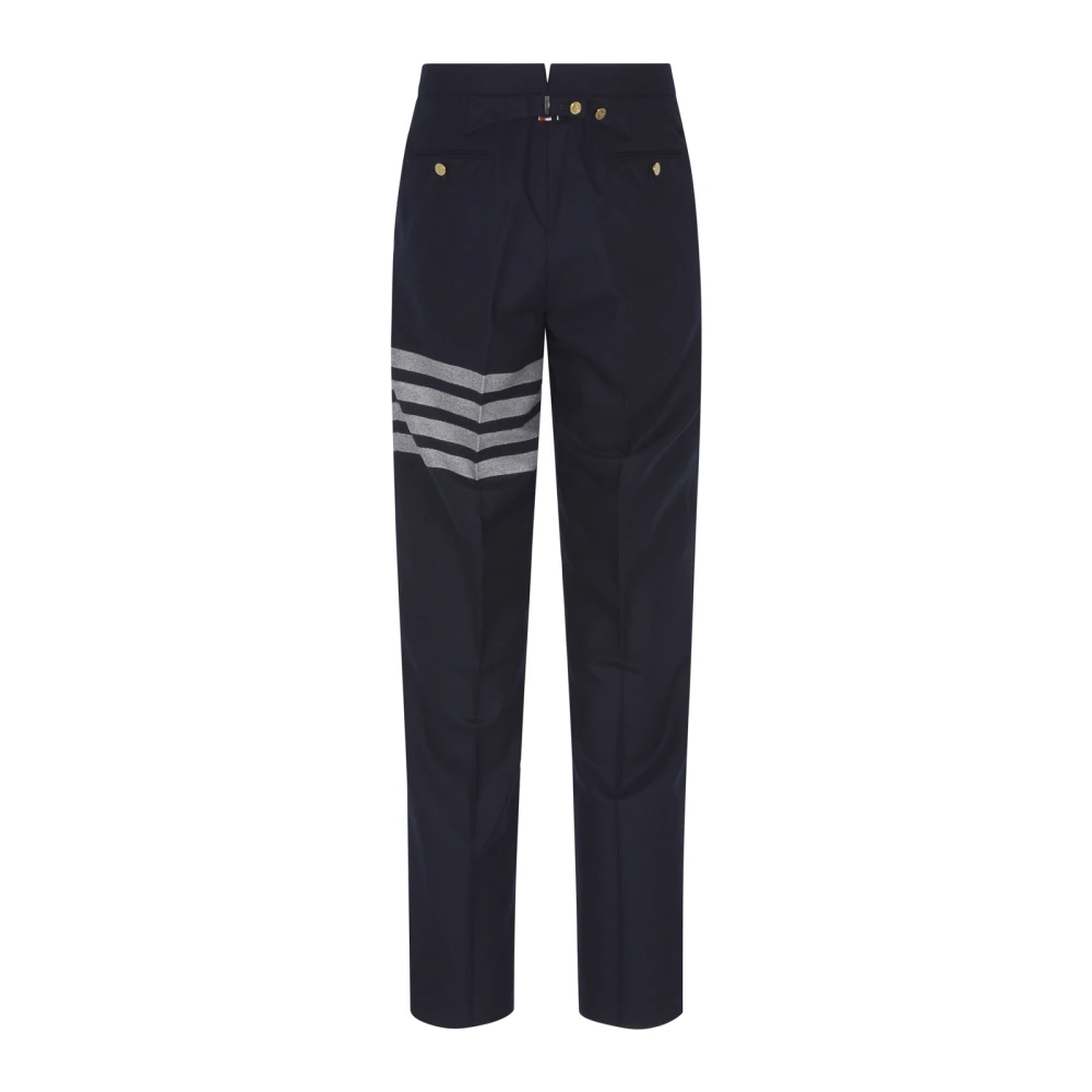 Thom Browne Blauwe Drop Crotch Backstrap Broek Blue Heren