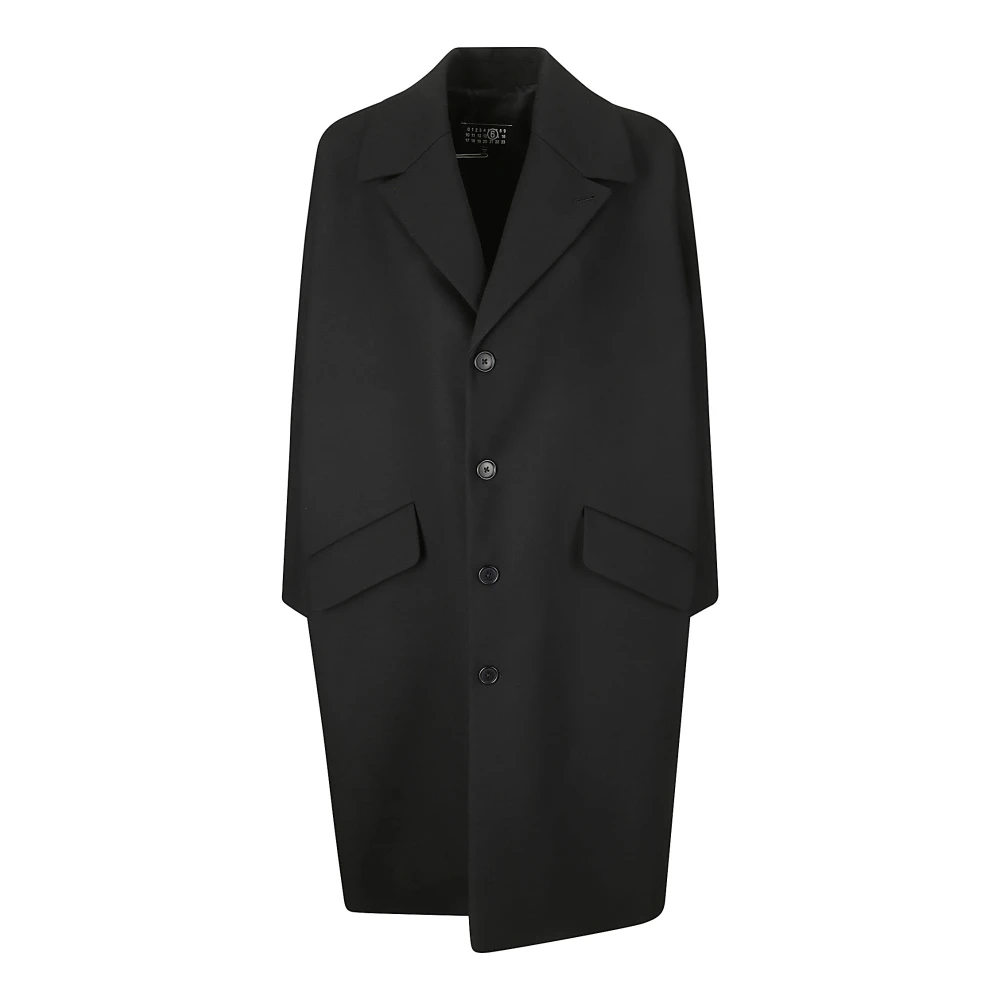 MM6 Maison Margiela Klassieke enkellange jas met revers Black Dames