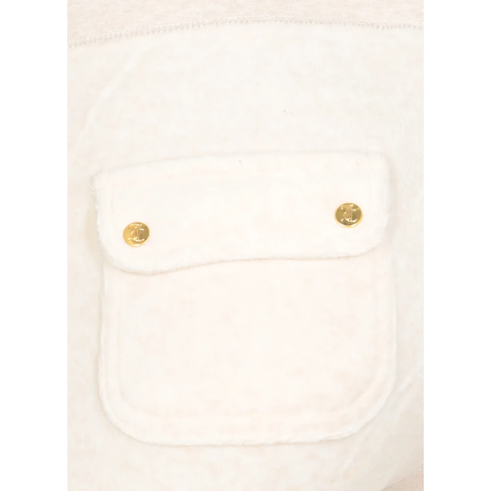 Juicy Couture Ivoor Katoenen Broek met Trekkoord Taille Beige Dames