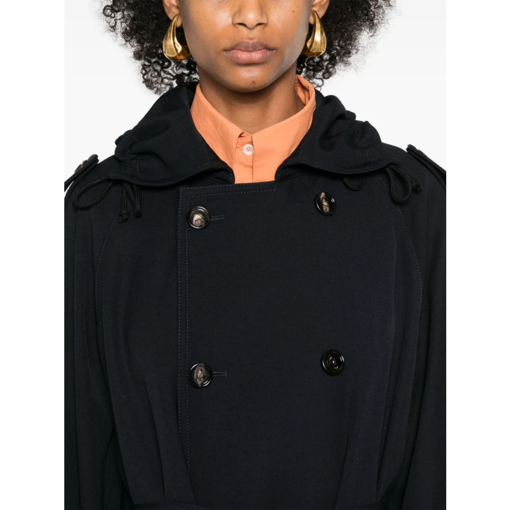 Bottega Veneta Midnight Blue Trench Coat Black Dames