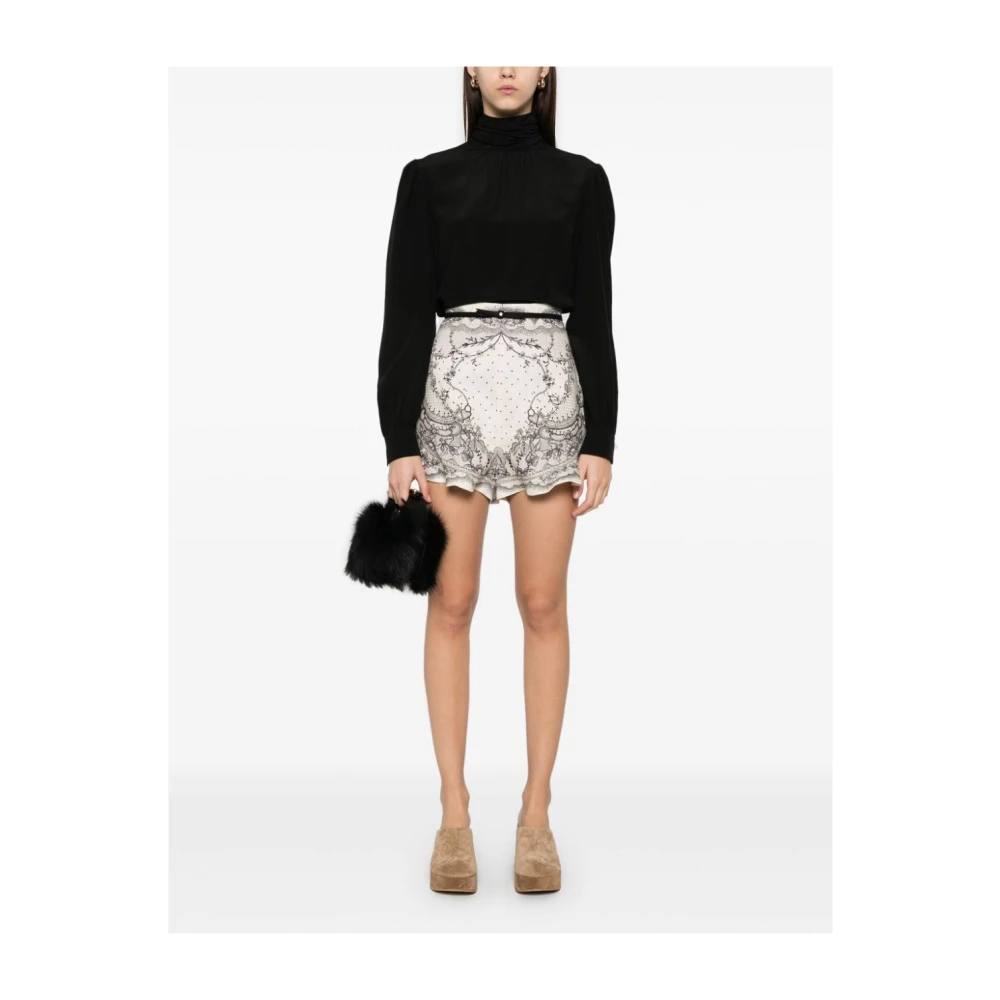 Zimmermann Witte Shorts met Grafische Print en Gerimpelde Details White Dames