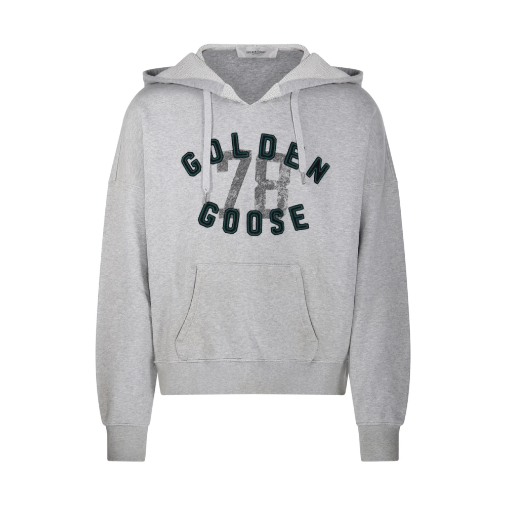 Golden Goose Vintage Ribgebreide Hoodie Sweatshirt Gray Heren