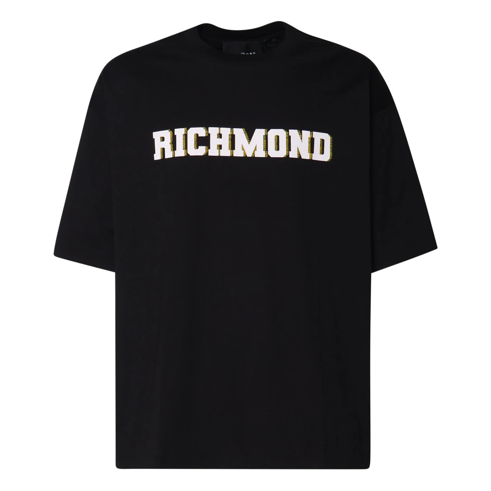 John Richmond Zwarte katoenen T-shirt met logo Black Heren