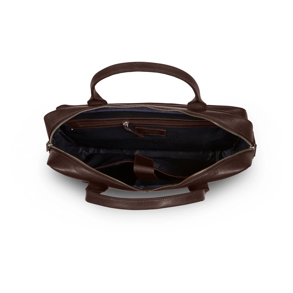 Howard London Donkerbruine Leren Laptoptas Brown Heren
