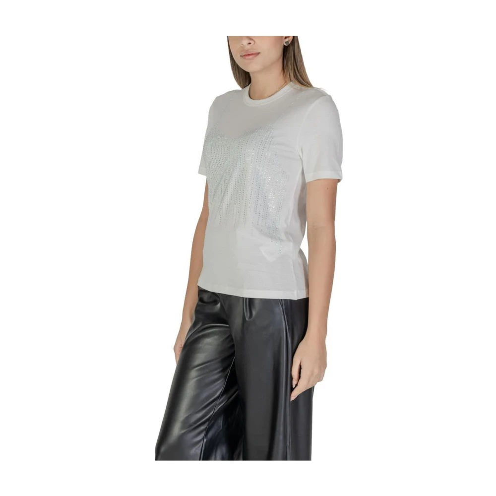 Only Kristal Detail T-Shirt Herfst Winter Collectie White Dames