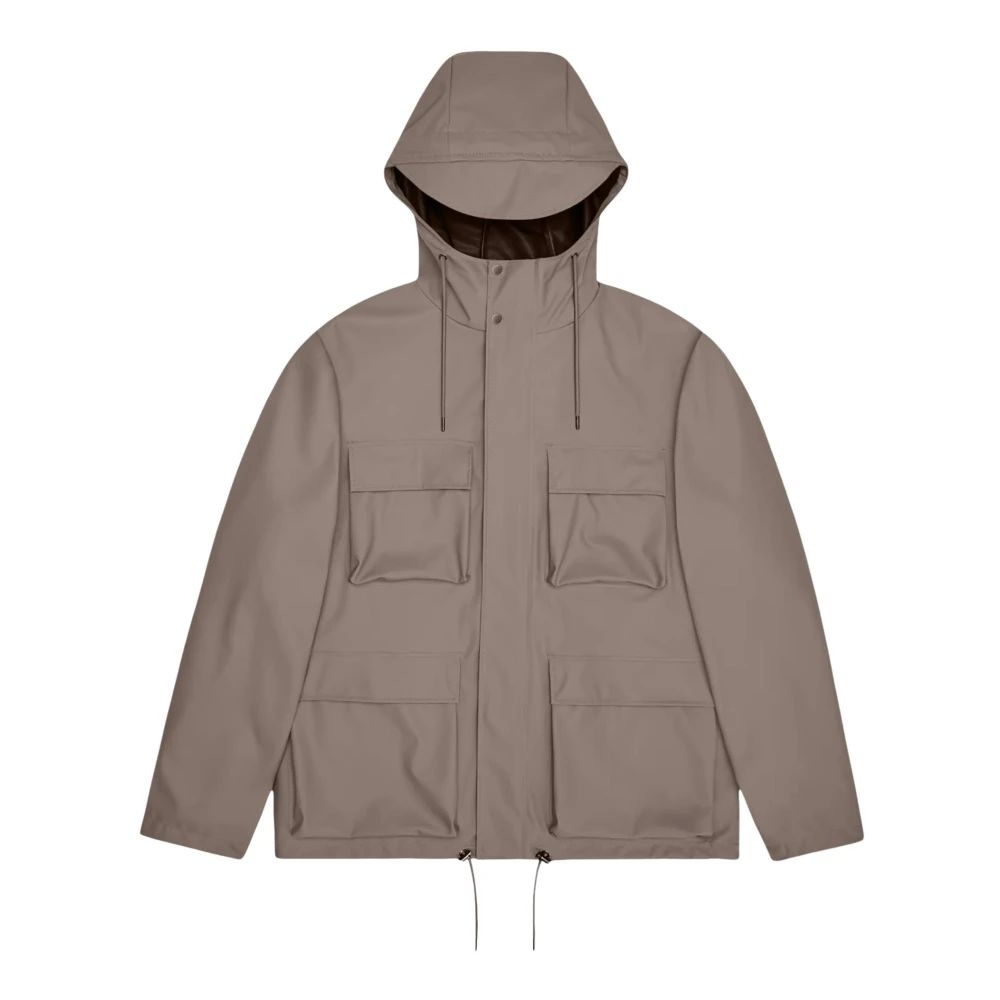 Rains Brown Pocket Jacket W3 - Male - Rain Jackets - M - Jackets