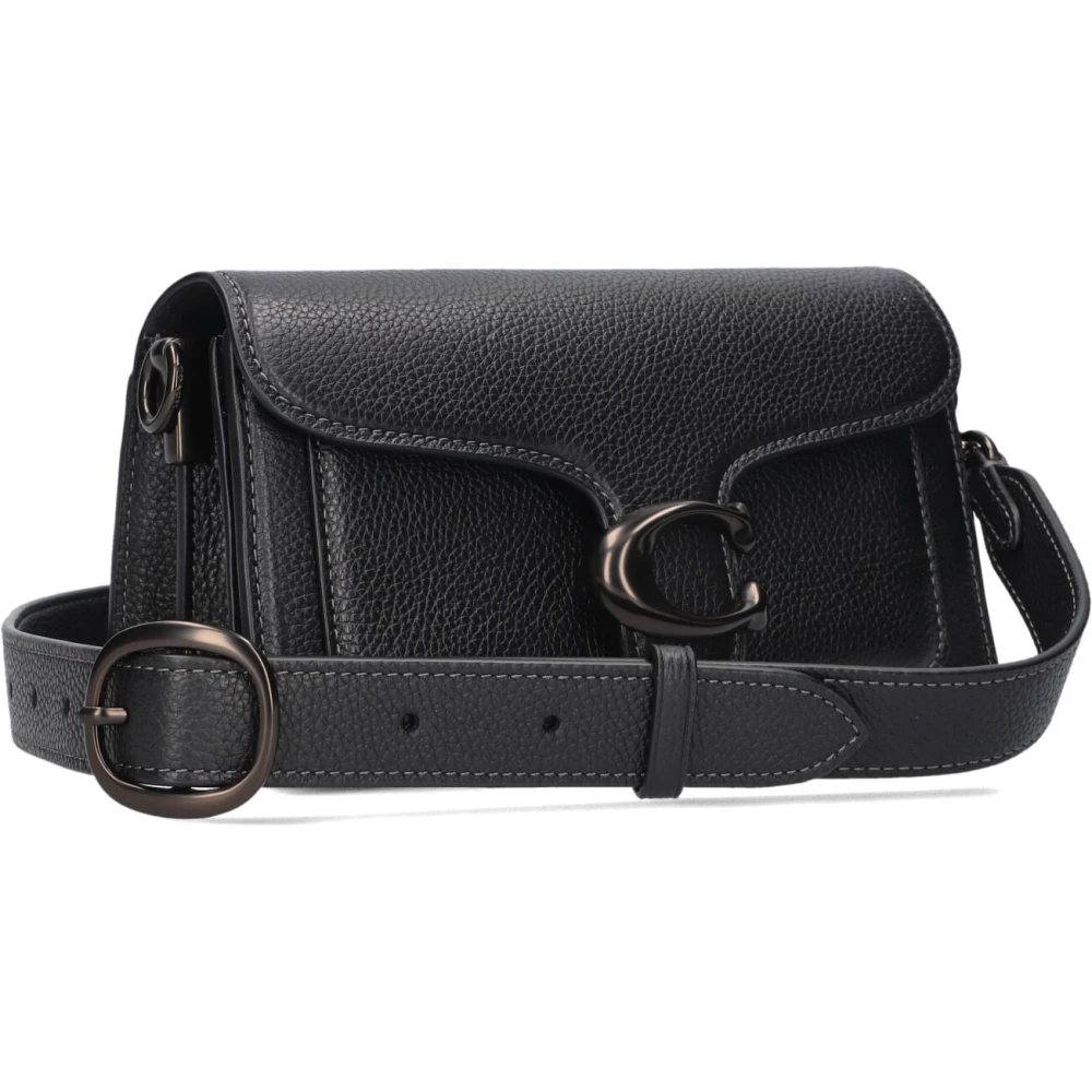 Coach Elegante zwarte leren schoudertas Black Dames