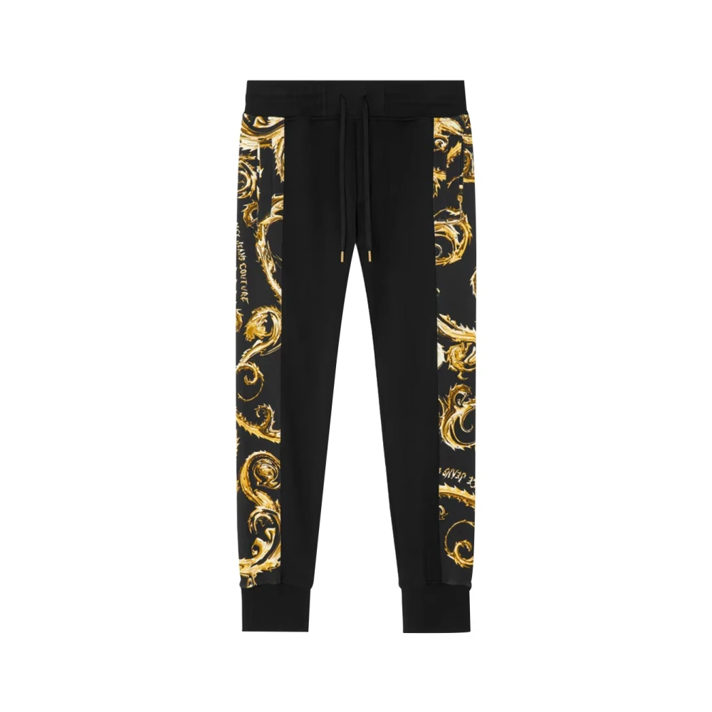 Versace Jeans Couture Zwarte Slim Fit Broek Elegante Details Multicolor Heren