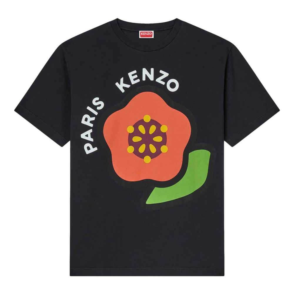 Kenzo Zwart Bedrukt Lichtgewicht Jersey T-shirts Polos Black Heren