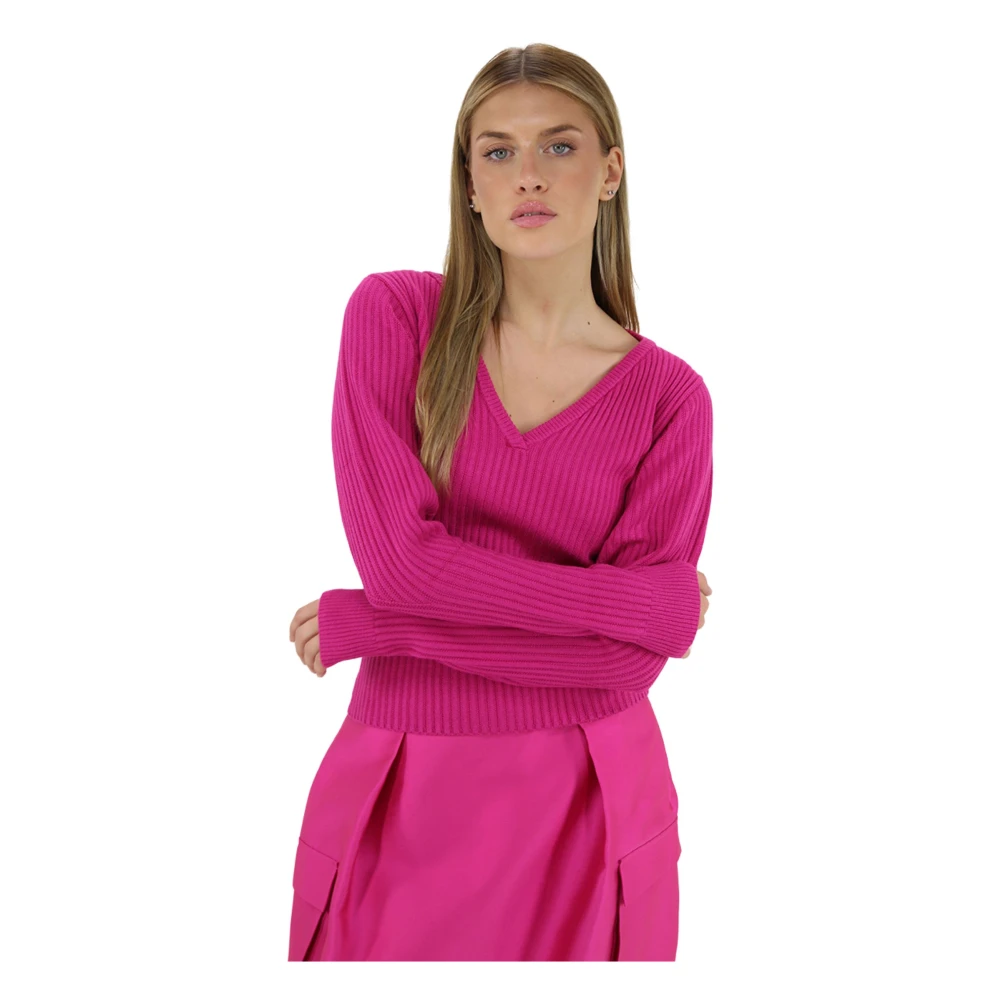 Twinset Fuchsia Ribbed Sweaters Actitude Collection Pink Dames