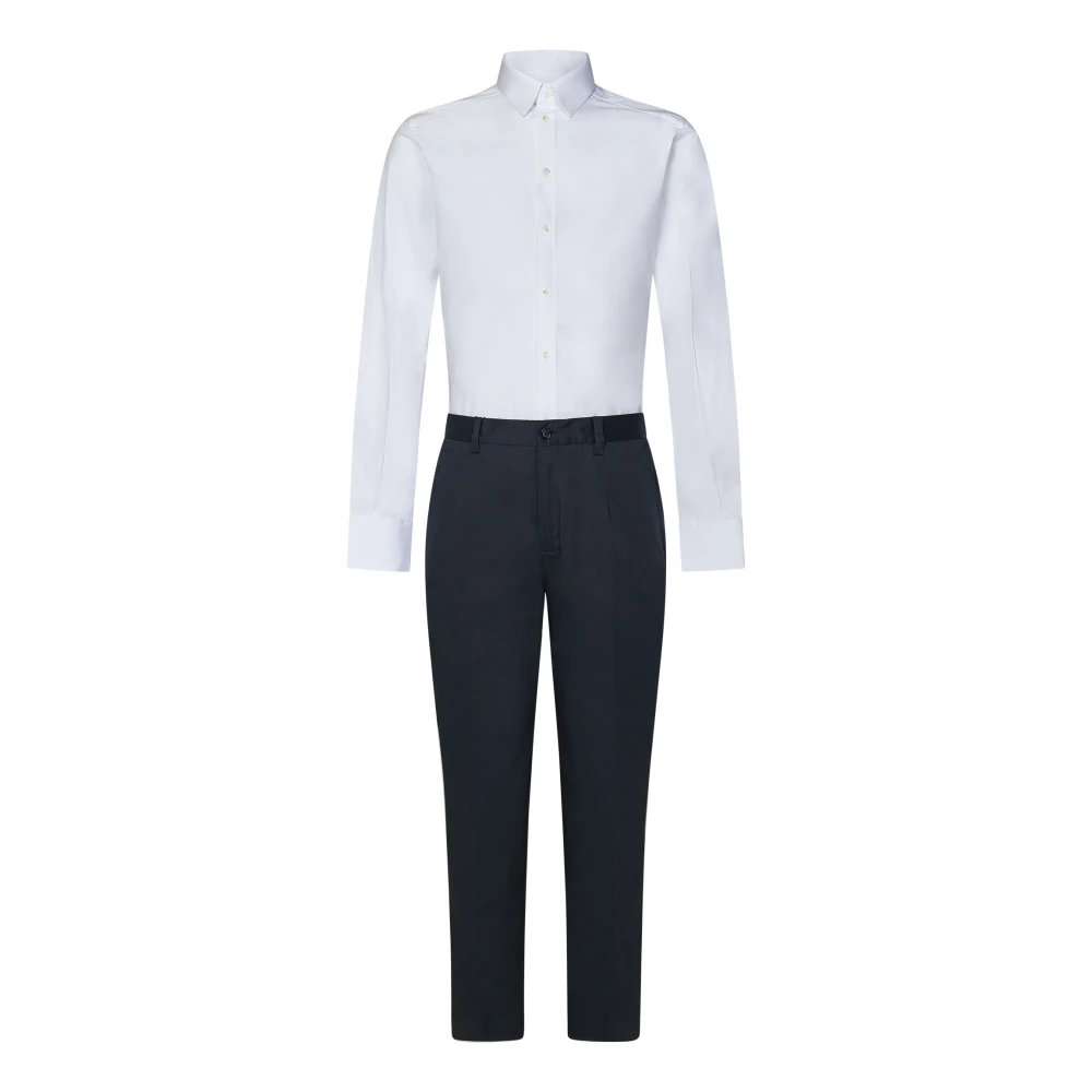 Dolce & Gabbana Navy Blauwe Broek met Knoopsluiting Blue Heren