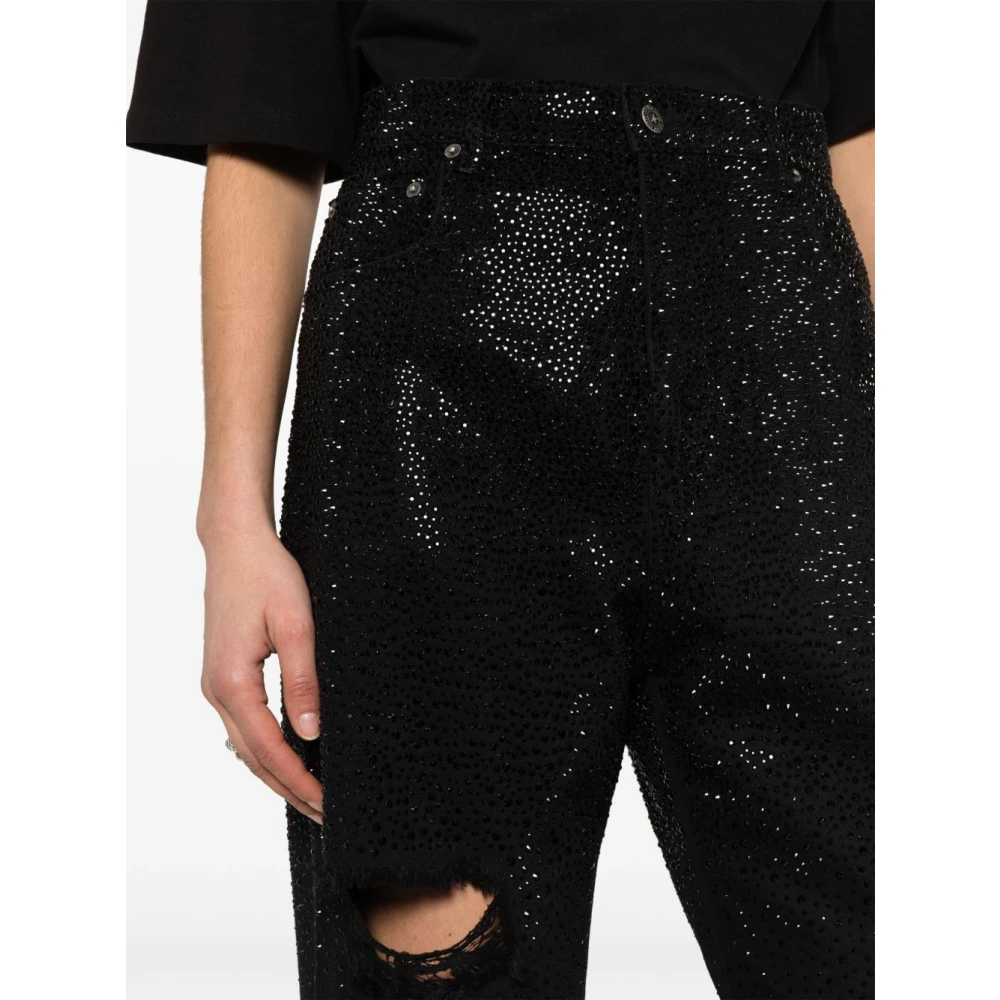 Golden Goose Zwarte Kristalversierde Denim Jeans Black Dames