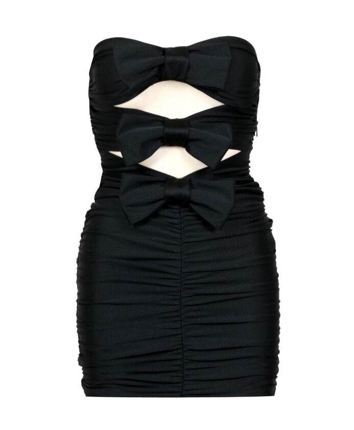 robe-courte-noire-dian-avec-noeuds-avant