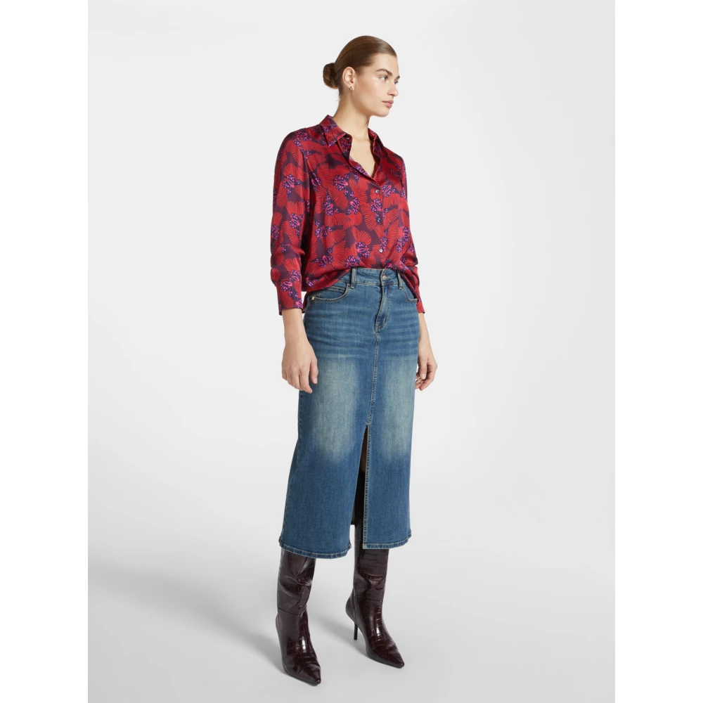 Elena Mirò Minirok van denim met splitten Blue Dames