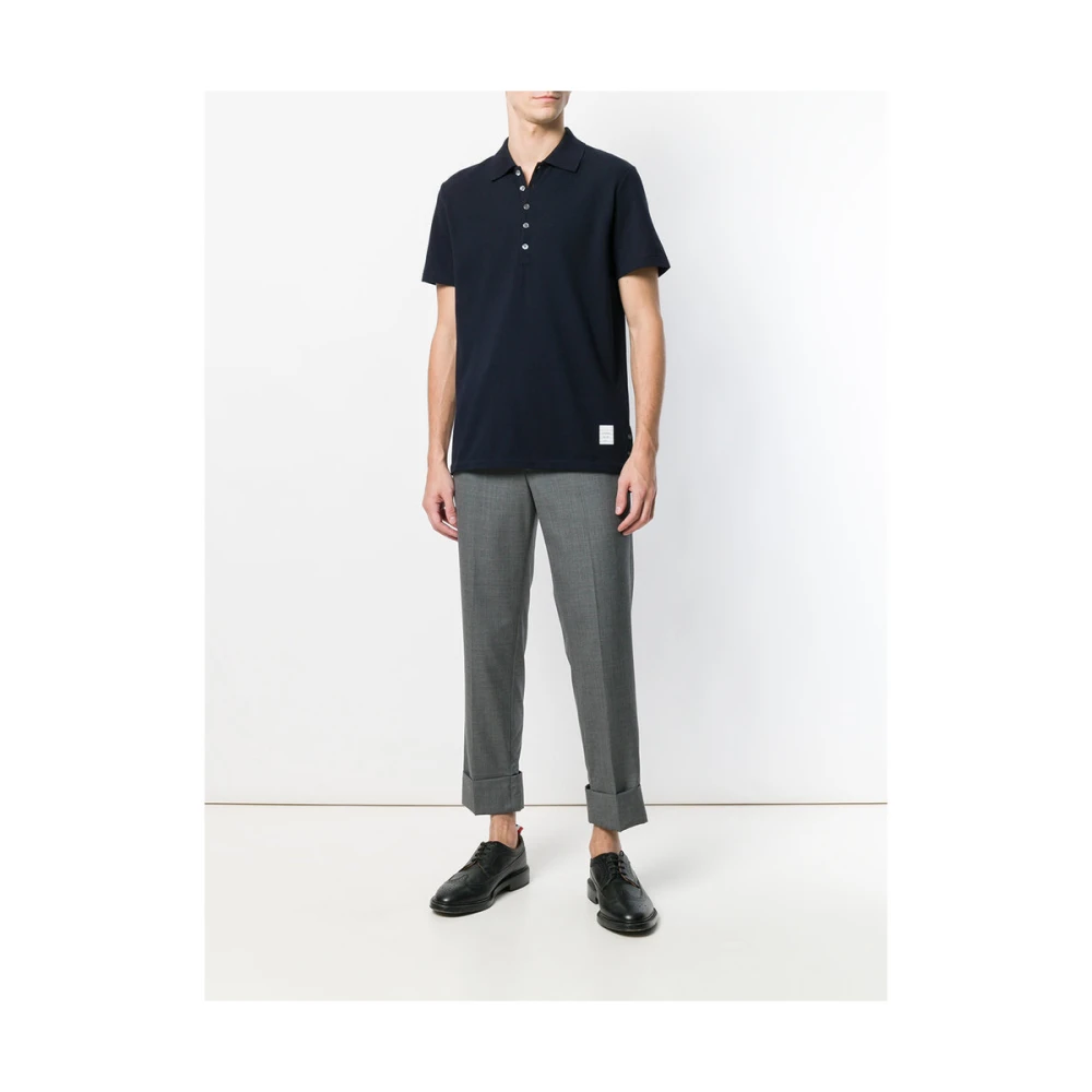 Thom Browne Blauw Centrale Achterstreep Poloshirt Blue Heren