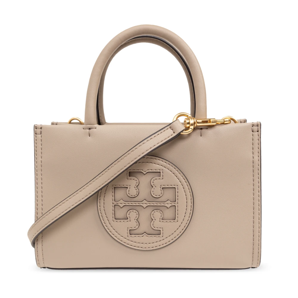 TORY BURCH Mini Ella Bio Handtas in Cappuccino Leer Beige Dames