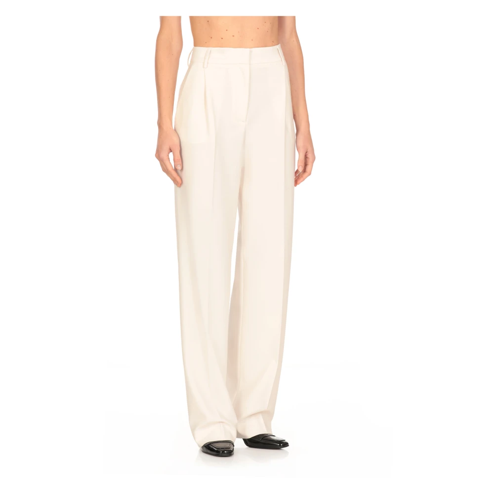 Antonelli Firenze Ivoor wollen blend broek met zakken Beige Dames
