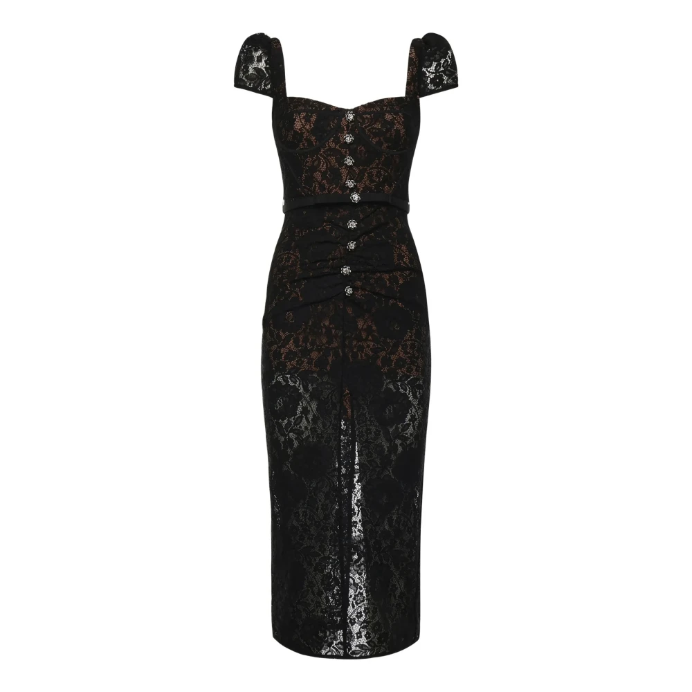 Self Portrait Black Midi Dresses, Female, Xs, Lace Midi Dress