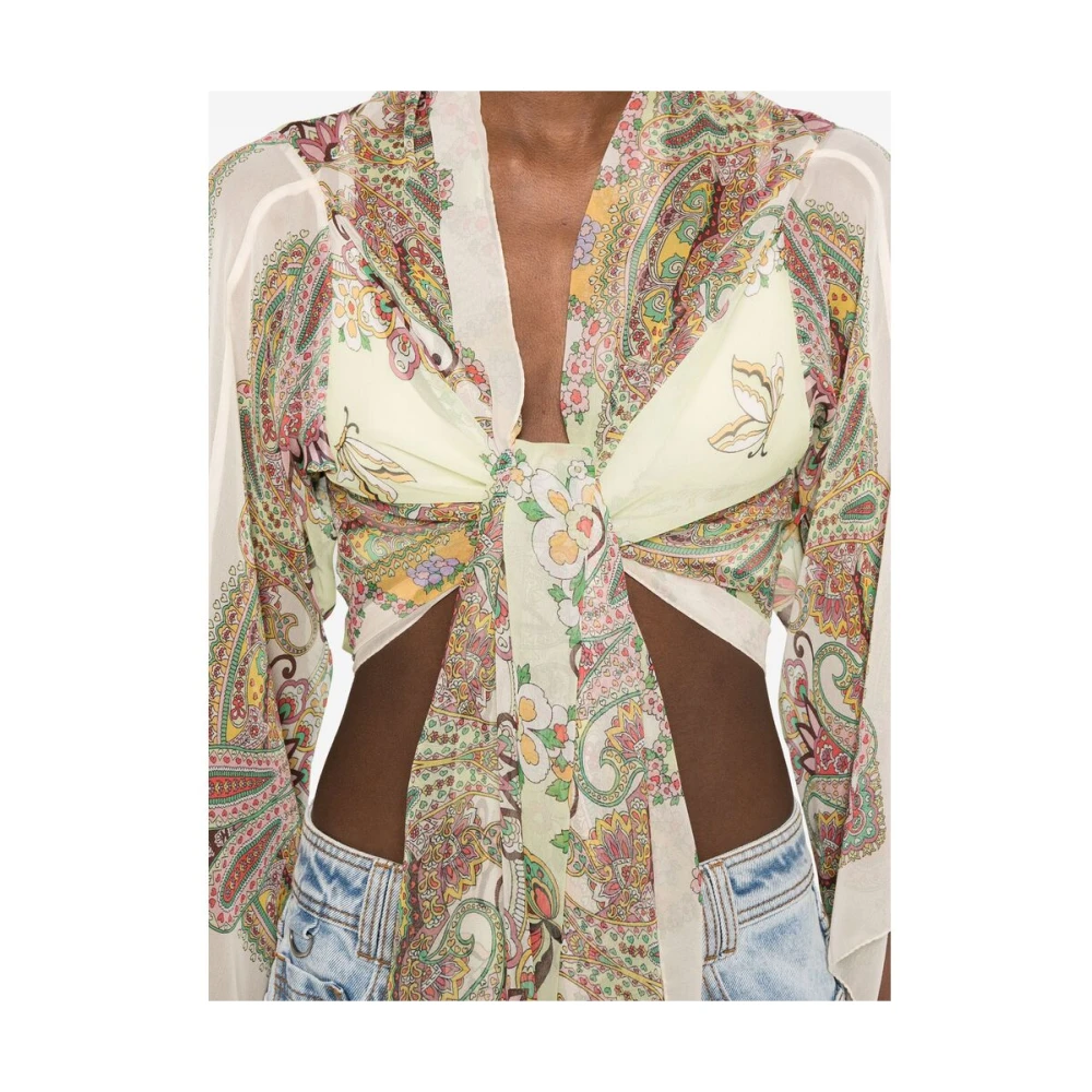 ETRO Groene Strik-Front Transparante Jas Multicolor Dames