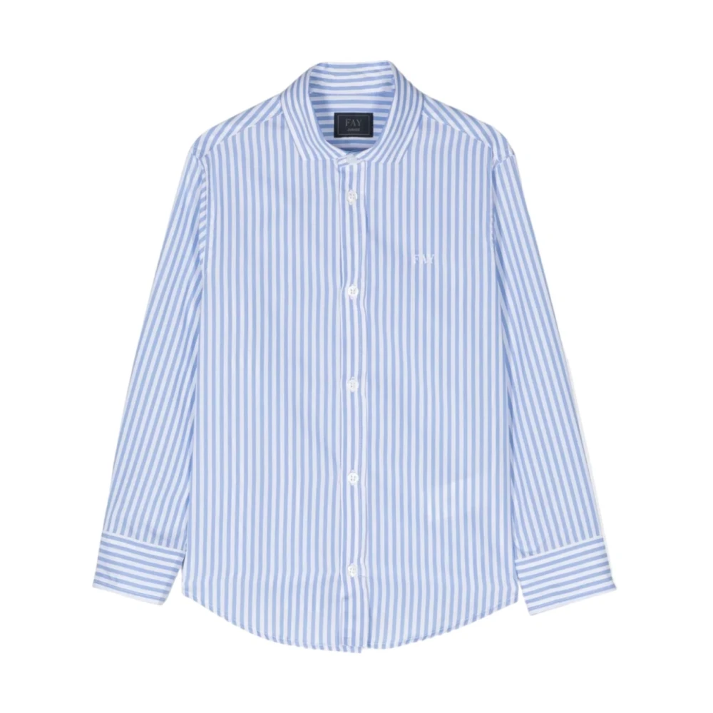 Fay Boys Blue Kids Shirts, 4 Y, Striped Cotton Shirt