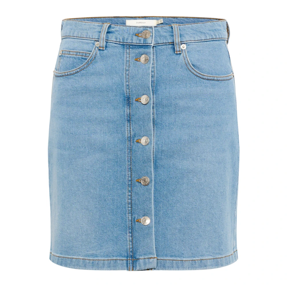 InWear Denim Rok met Knopen Blue Dames