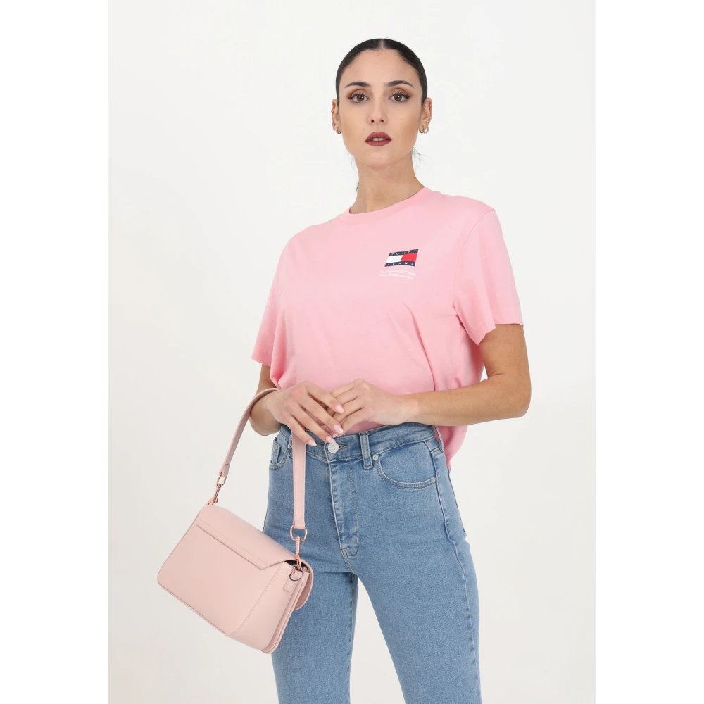 Tommy Jeans Roze Crop T-Shirt met Bedrukt Logo voor Dames Pink Dames
