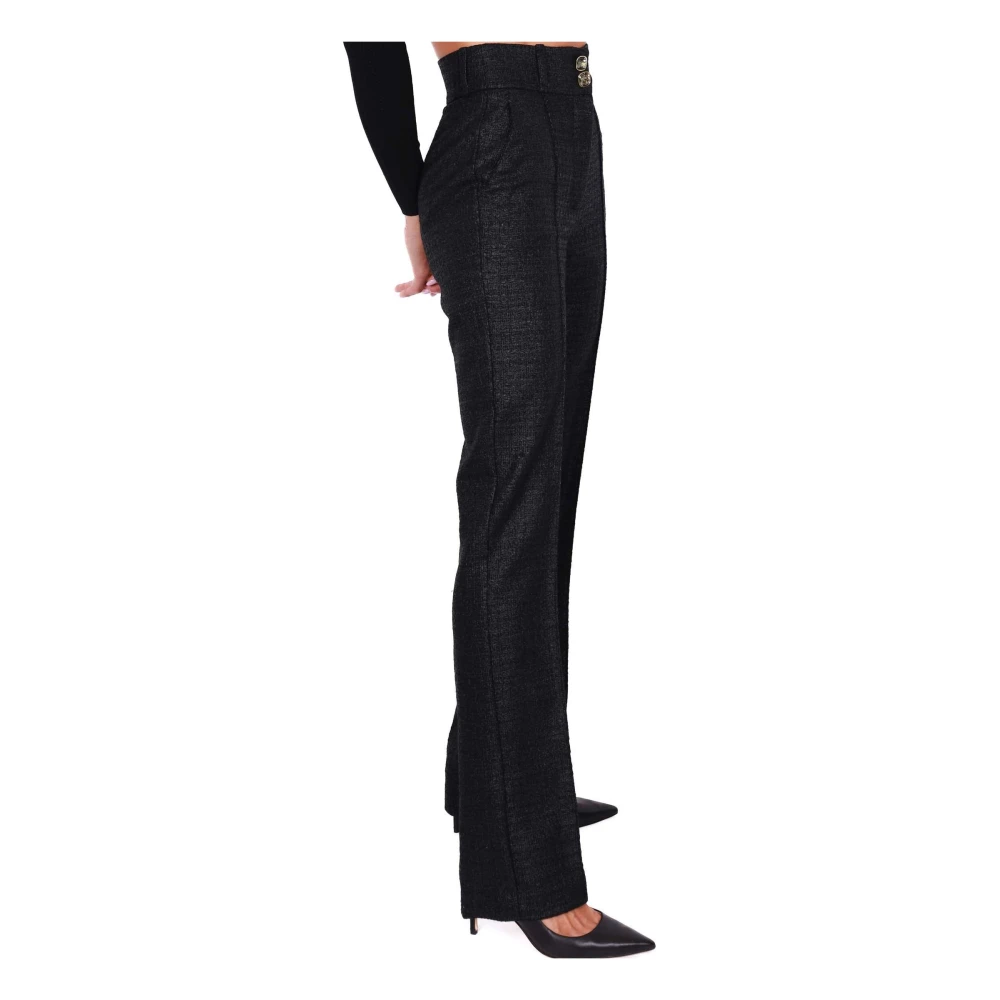 Elisabetta Franchi Hoge taille zwarte rechte broek Black Dames