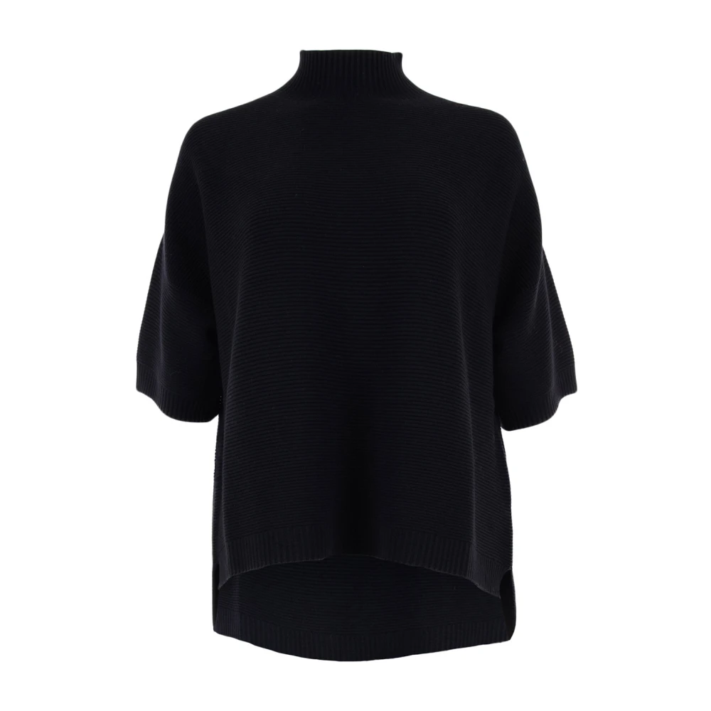 Vicario Cinque Elegante Gebreide Top in Crêpe Viscose Black Dames