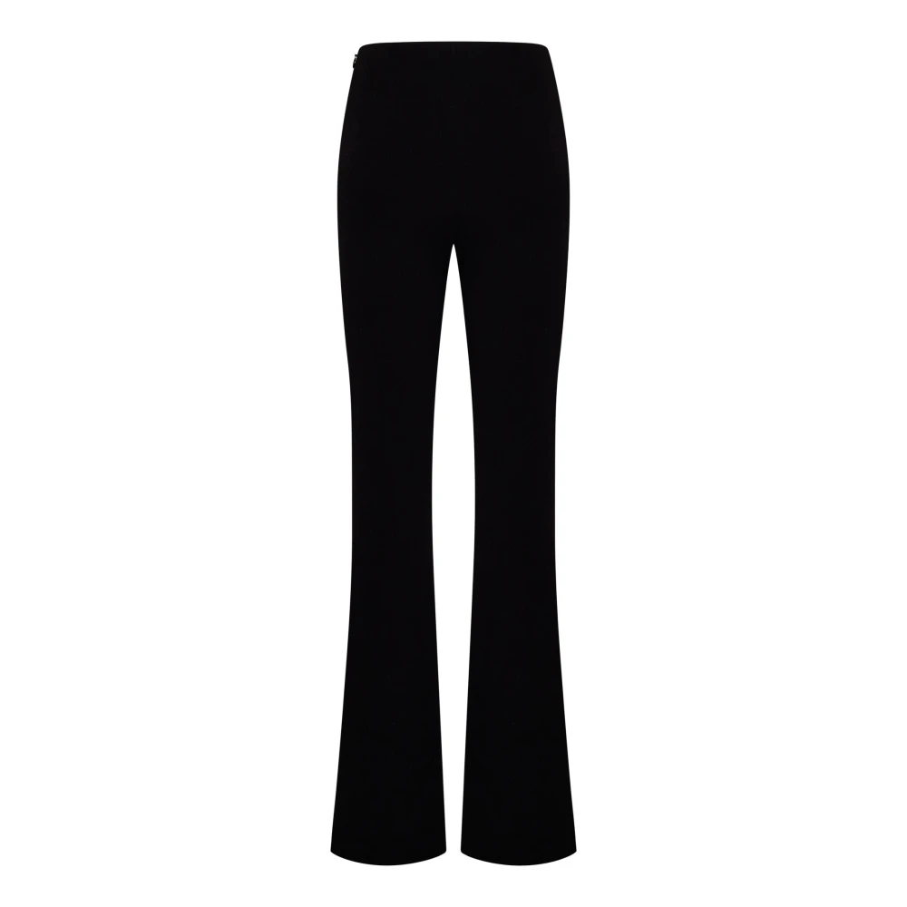Amen Zwarte Flared Crepe Broek Black Dames