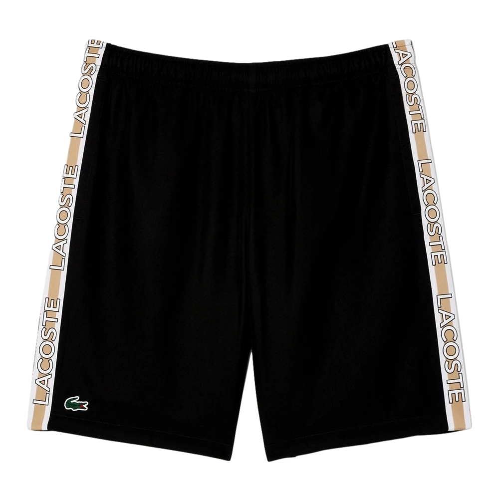 Lacoste Zwarte Tennis Performance Gestreepte Shorts Black Heren