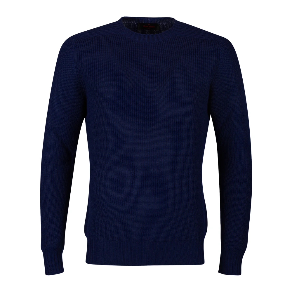 Blå Crew-Neck Rain Wool Sweater