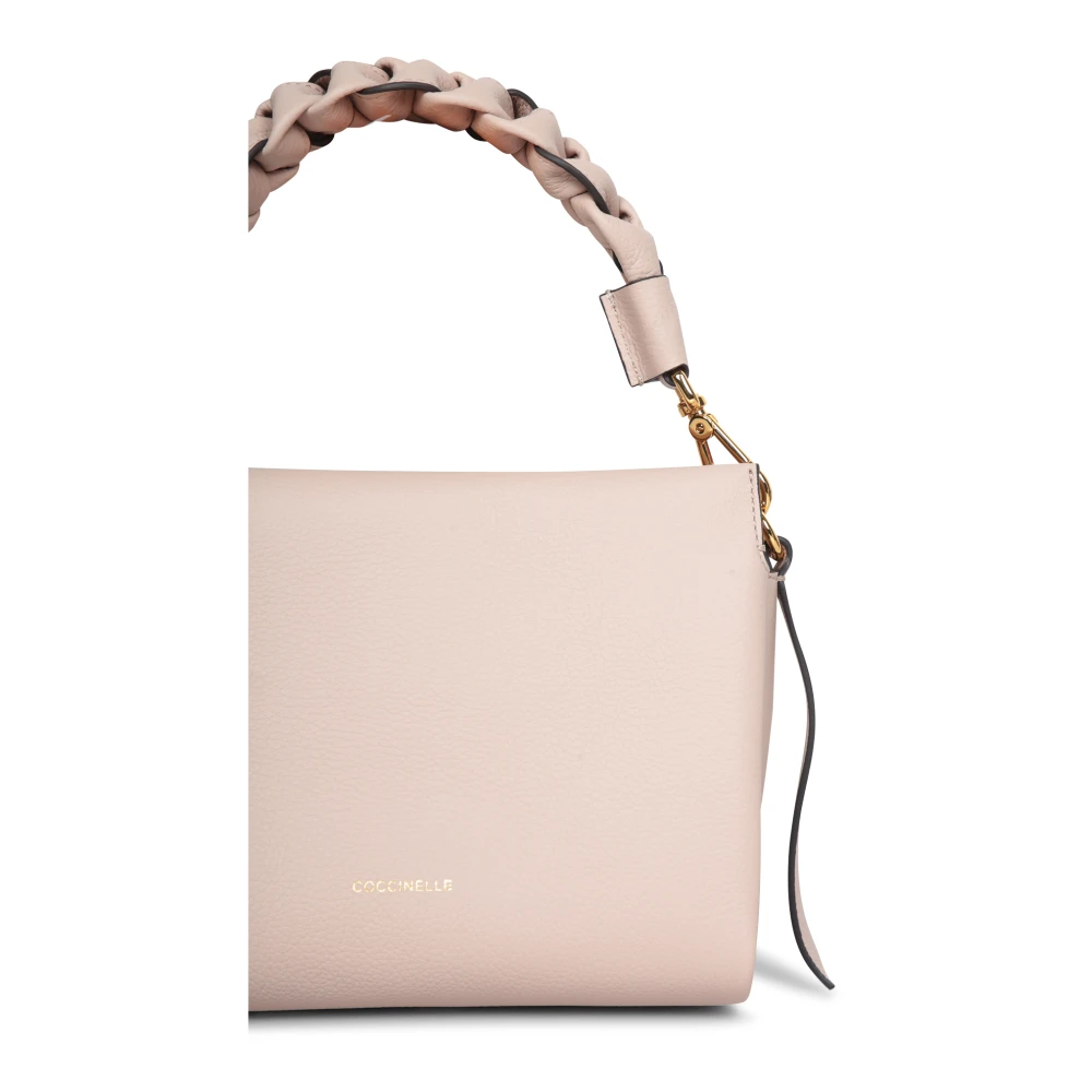 Coccinelle Omzetbare leren tas met gevlochten handvatten Pink Dames