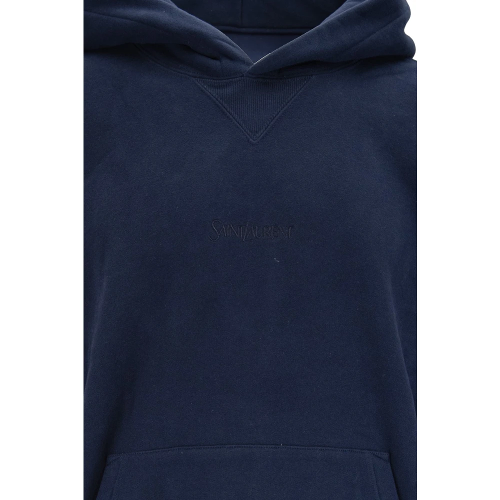 Saint Laurent Hoodie met Geborduurd Logo Blue Heren