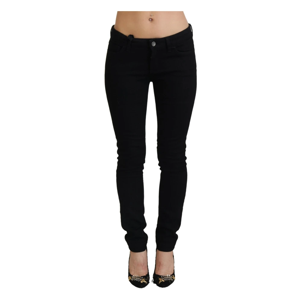 Dolce & Gabbana Zwarte Katoenen Lage Taille Slim Fit Denim Jeans Black Dames
