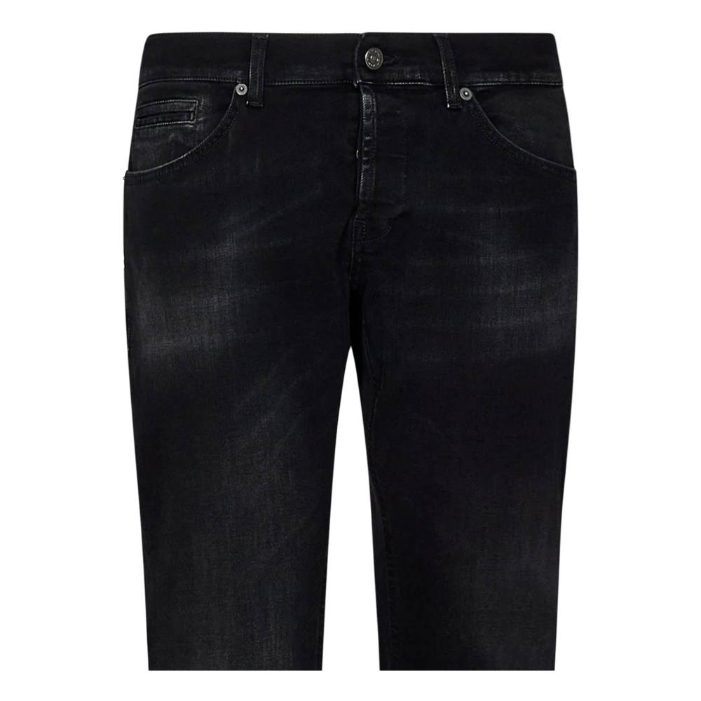 Dondup Zwarte Skinny-Fit Stretch Denim Jeans Black Heren