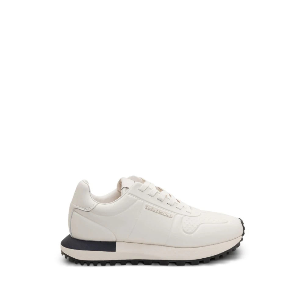Emporio Armani Men's White Sneakers, 12 Uk, Leather Trainers
