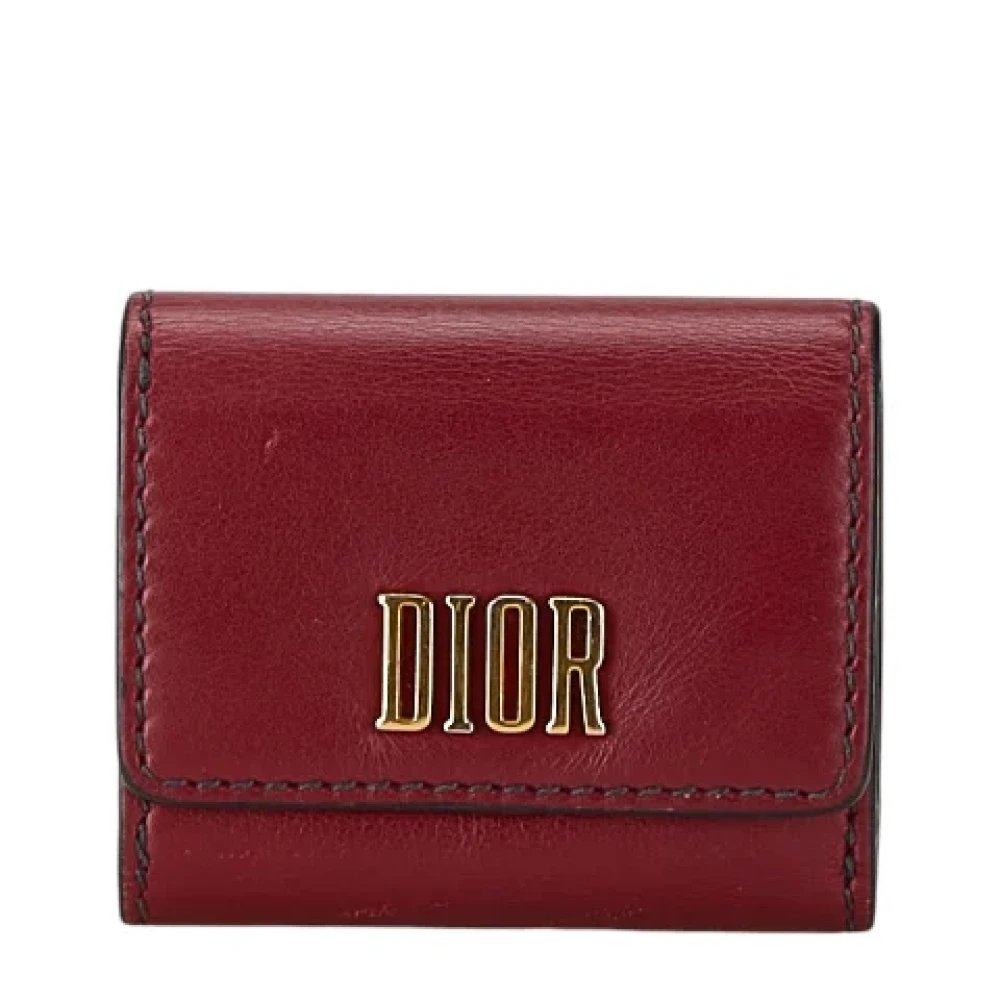 Dior Vintage Pre-owned Leather wallets Red Dames